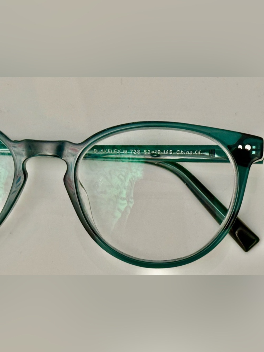 Warby Parker Teal Blakely wide 728 53 19-145 Round Acetate Glasses scripted - Picture 5 of 5